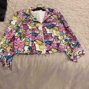SIMORA Barcelona Floral jacket zip front light weight.